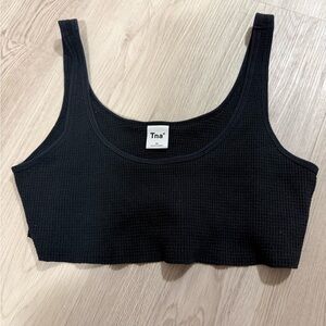 TNA Classic Black Ribbed Crop Top
